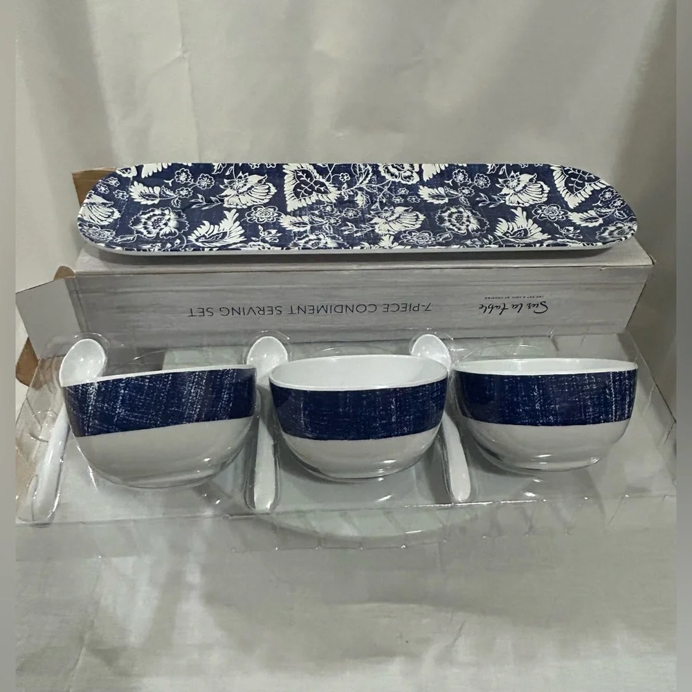 Sur La Table - Blue & White Condiment Serving Set